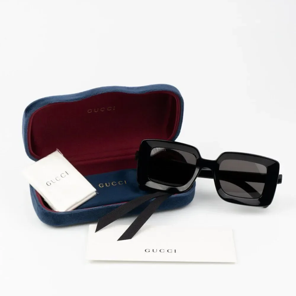NEW Gucci GG1718S 001 Black Grey Women Square Sunglasses GG 1718S